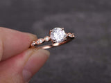 0.5ct Round Cut Diamond Vintage Solitaire Engagement Ring 14k Rose Gold Finish