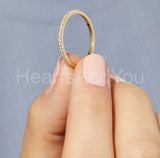 0.15ct Round Cut Moissanite Minimalist Women Wedding Band 14k Yellow Gold Plated