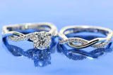 2ct Round Cut Diamond Engagement Ring Infinity Bridal Set 14k White Gold Finish