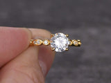 1.4ct Round Cut Diamond Accents Solitaire Engagement Ring 14k Yellow Gold Finish