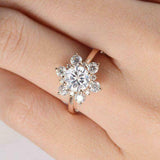 2.5ct Round Cut Diamond Engagement Ring 14k Rose Gold Over Halo Floral Solitaire