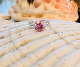 1.43ct Engagement Ring Round Cut Pink Sapphire Solitaire 14k White Gold Finish