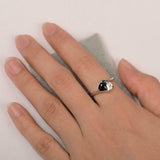 1ct Trillion Black Diamond Curved Solitaire with Accent Ring 14k White Gold Over