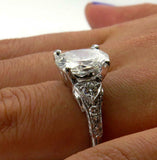 4.5ct Oval Cut Diamond Vintage Engagement Ring 14K White Gold Over Round Accents