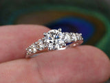 1.6ct Round Cut Diamond with Accent Solitaire Engagement Ring 14k WhiteGold Over