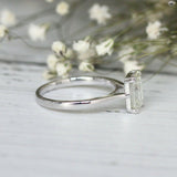 3Ct Emerald Cut Diamond Dual Claw Solitaire Engagement Ring 14K White Gold Over