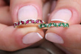 1ct Marquise Cut Green Emerald Half Eternity Wedding Band 14k Yellow Gold Finish