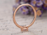 0.4ct Baguette Cut Peach Morganite Engagement Ring Minimalist 14k Rose Gold Over