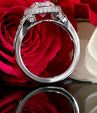 2.5ct Round Cut VVS1 Diamond Halo Milgrain Engagement Ring 14k White Gold Finish