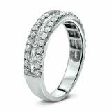 4.5ct Baguette Cut Diamond Half Eternity Wedding Ring Band 14K White Gold Finish