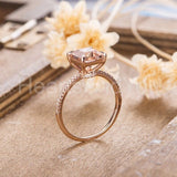 1ct Princess Cut Simulated Peach Morganite Minimalist Ring 14k Rose Gold Plated