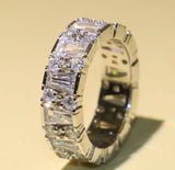 4ct Round & Baguette Cut Diamond Wedding Ring Band 14k WhiteGold Finish Eternity