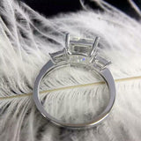 2.3ct Engagement Ring Emerald Cut Diamond Three Stone 14k White Gold Finish