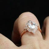 1.3ct Oval Cut Diamond Engagement Ring Milgrain Solitaire 14k Rose Gold Finish