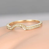 Curved Half Eternity Wedding Ring Band 1ct Round Diamond 14k Yellow Gold Finish