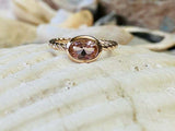 1ct Engagement Ring Oval Cut Morganite Twisted Solitaire 14k Rose Gold Finish