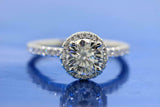 1.5ct Round Diamond Engagement Ring Solitaire 14k White Gold Finish with Accents