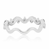 1ct Round Cut Black Diamond Stackable Wave Wedding Ring Band 14k White Gold Over