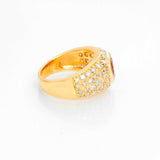 4ct Heart Cut Ruby Wide Cluster Solitaire with Accent Ring 14k YellowGold Finish