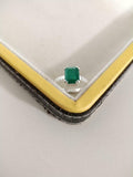 2.1ct Green Emerald Cut Cross Shank Solitaire Women Ring 14k White Gold Finish