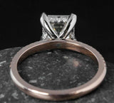 Solitaire with Round Accents Ring 1.6ct Asscher Cut Diamond 14k Two Tone Finish