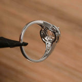 2.7ct Engagement Ring Oval Morganite Split Shank Dual Halo 14k White Gold Finish