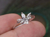 1.3ct Marquise Diamond Engagement Ring Dragonfly Statement 14k White Gold Finish