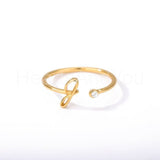 0.1ct Round Cut Moissanite Alphabet Engagement Ring 14k Yellow Gold Plated
