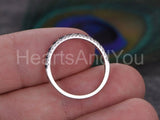0.2ct Round Cut Simulated Blue Sapphire Half Eternity Band 14k White Gold Plated