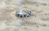 2ct Round Cut Blue Sapphire Wedding Band Wavy 3/4 Eternity 14k White Gold Finish