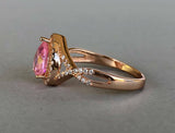 2ct Pear Cut Pink Sapphire Halo Infinity Engagement Ring 14k Rose Gold Finish