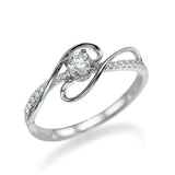 1ct Round Cut Diamond Split Shank Twist Solitaire Accent Ring 14k WhiteGold Over