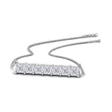 1ct Asscher Cut Diamond 7Stone Horizontal Pendant 14k White Gold Finish NO CHAIN