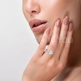 2.2ct Emerald Simulated Diamond Three Stone Engagement Ring 14k WhiteGold Plated