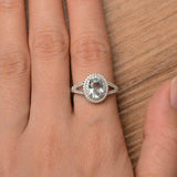 2.4ct Oval Cut Blue Aquamarine Double Halo Engagement Ring 14k White Gold Finish