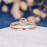 0.5ct Round Cut Moissanite Bezel Solitaire Engagement Ring 14k Rose Gold Plated