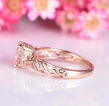 1.4ct Oval Peach Morganite Engagement Ring Diamond Filigree 14k Rose Gold Finish