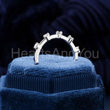 0.5ct Round Cut Moissanite Minimalist Half Eternity Band 14k White Gold Plated