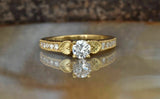 Accents Solitaire Engagement Ring 2.2ct Round Cut Diamond 14k Yellow Gold Finish