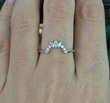 1.6ct Marquise Cut Diamond Curved Crown Engagement Ring 14k White Gold Finish