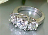 3Ct Round Cut VVS1 Diamond Classic Engagement Trilogy Ring 14K White Gold Finish