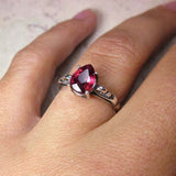 1.6ct Pear Pink Ruby Vintage Inspired Filigree Solitaire Ring 14k WhiteGold Over
