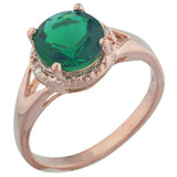 2.3ct Engagement Ring Round Cut Green Emerald Split Shank 14k Rose Gold Finish