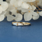 0.5ct Tapered Baguette Simulated Diamond Minimalist Ring 14k Yellow Gold Plated