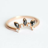 1.2ct Marquise Cut Black Diamond Engagement Ring 14k Rose Gold Over Crown Tiara