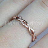 0.2ct Round Cut Moissanite Twisted Infinity Wedding Band 14k Rose Gold Plated
