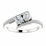 1.5ct Round Two Stone Infinity Solitaire Engagement Ring 10k Solid White Gold