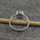 2.2ct Engagement Ring Emerald Cut Purple Amethyst Split Shank 14k WhiteGold Over