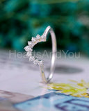 0.4ct Round Cut Moissanite Art Deco Chevron Engagement Ring 14k WhiteGold Plated