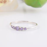 1.2ct Round Cut Purple Amethyst Engagement Ring Five Stone 14k White Gold Finish